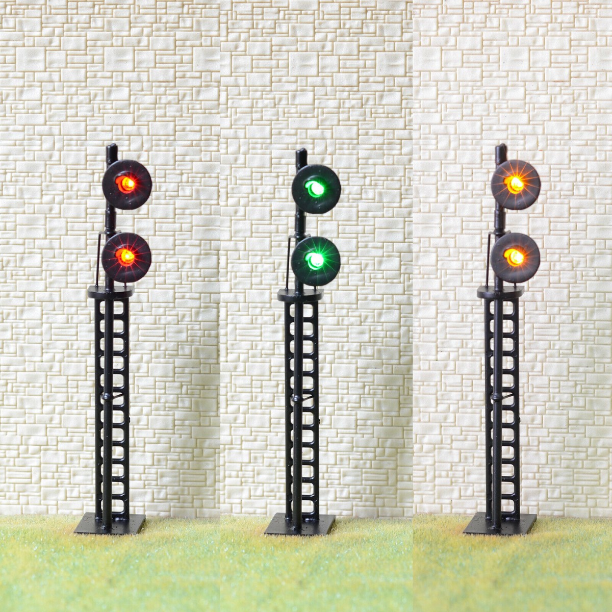 1 x O scale searchlight 2 heads block signal model train 3 color SMD LEDs #SS48B